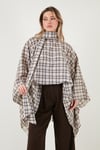 Lela Ekoseli Pamuklu Oversize Fit Fular Yakalı Bayan Panço 6925472 BEJ