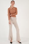Lela Ekstra Slim Fit Yaka Detaylı Bayan Bluz 5865583 BİSKÜVİ