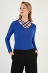 Lela Ekstra Slim Fit Yaka Detaylı Bayan Bluz 5865583 SAKS