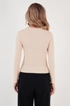Lela Ekstra Slim Fit Yaka Detaylı Bayan Bluz 5865583 TAŞ