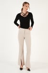 Lela Ekstra Slim Fit Yaka Detaylı Bayan Bluz 5865583 SİYAH
