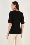Lela Esnek Regular Fit Bisiklet Yaka Bayan Bluz 5865345 SİYAH