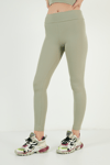 Lela Esnek Slim Fit Toparlayıcı Yüksek Bel Bayan Tayt 5865552 Olive