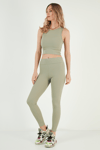 Lela Esnek Slim Fit Toparlayıcı Yüksek Bel Bayan Tayt 5865552 Olive