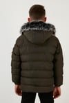 Lela Fermuarlı Suni Kürklü Peluş Astarlı Çıkarılabilir Kapüşonlu Erkek Çocuk Mont 5760026 HAKİ