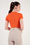 Lela Fitilli Bel Detaylı Kısa Kollu Dar Kesim Crop Bayan Bluz 5864211 ORANJ