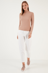 Lela Fitilli Esnek Slim Fit Yarım Balıkçı Yaka Bayan Kazak 5865344 BİSKÜVİ