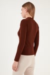 Lela Fitilli Esnek Slim Fit Yarım Balıkçı Yaka Bayan Kazak 5865344 KAHVE