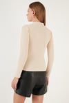 Lela Fitilli Esnek Slim Fit Yarım Balıkçı Yaka Bayan Kazak 5865344 TAŞ