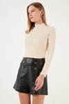 Lela Fitilli Esnek Slim Fit Yarım Balıkçı Yaka Bayan Kazak 5865344 TAŞ