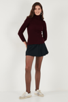 Lela Fitilli Regular Fit Balıkçı Yaka Soft Akrilik 2'li Paket Bayan Kazak 4614102S2 Bordo-Mor
