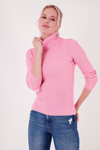 Lela Fitilli Regular Fit Balıkçı Yaka Soft Akrilik Bayan Kazak 4614102 Şeker Pembe