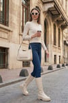 Lela Fitilli Regular Fit Balıkçı Yaka Soft Akrilik Bayan Kazak 4614102 KREM