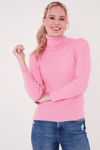 Lela Fitilli Regular Fit Balıkçı Yaka Soft Akrilik Bayan Kazak 4614102 Şeker Pembe