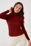 Lela Fitilli Regular Fit Balıkçı Yaka Soft Akrilik Bayan Kazak 4614102 KİREMİT