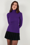 Lela Fitilli Regular Fit Balıkçı Yaka Soft Akrilik 2'li Paket Bayan Kazak 4614102S2 Bordo-Mor