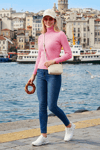 Lela Fitilli Regular Fit Balıkçı Yaka Soft Akrilik Bayan Kazak 4614102 Şeker Pembe