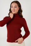 Lela Fitilli Regular Fit Balıkçı Yaka Soft Akrilik Bayan Kazak 4614102 KİREMİT
