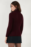 Lela Fitilli Regular Fit Balıkçı Yaka Soft Akrilik Bayan Kazak 4614102 BORDO