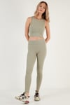 Lela Fitilli Super Crop Örme Bayan Atlet 5865554 Olive