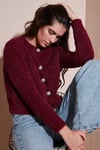Lela Fitted Fit Bisiklet Yaka Yumuşak Dokulu Crop Bayan Hırka 4615559 BORDO