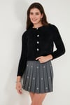 Lela Fitted Fit Bisiklet Yaka Yumuşak Dokulu Crop Bayan Hırka 4615559 SİYAH