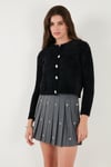 Lela Fitted Fit Bisiklet Yaka Yumuşak Dokulu Crop Bayan Hırka 4615559 SİYAH