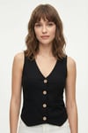 Lela Fittili Regular Fit V Yaka Düğmeli Bayan Yelek 5866559 SİYAH