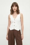 Lela Fittili Regular Fit V Yaka Düğmeli Bayan Yelek 5866559 EKRU