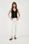 Lela Fittili Regular Fit V Yaka Düğmeli Bayan Yelek 5866559 SİYAH