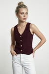Lela Fittili Regular Fit V Yaka Düğmeli Bayan Yelek 5866559 MÜRDÜM