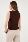 Lela Fittili Regular Fit V Yaka Düğmeli Bayan Yelek 5866559 KAHVE
