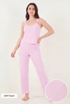 Lela Fittilli Normal Kalıp Yuvarlak Yaka Fırfır Detaylı İnce Askılı Kadın Pijama Takımı 65770715 PEMBE