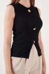 Lela Fittted Fit Bisiklet Yaka Aksesuar Detaylı Kadın Bluz 5866475 SİYAH