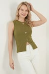 Lela Fittted Fit Bisiklet Yaka Aksesuar Detaylı Kadın Bluz 5866475 YAĞ YEŞİLİ