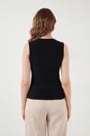 Lela Fittted Fit Bisiklet Yaka Aksesuar Detaylı Kadın Bluz 5866475 SİYAH