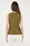 Lela Fittted Fit Bisiklet Yaka Aksesuar Detaylı Kadın Bluz 5866475 YAĞ YEŞİLİ