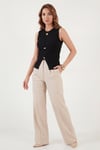 Lela Fittted Fit Bisiklet Yaka Aksesuar Detaylı Kadın Bluz 5866475 SİYAH