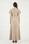 Lela Gömlek Yaka Kemerli Maxi Boy Kadın Elbise 6922376 VİZON