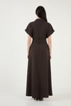 Lela Gömlek Yaka Kemerli Maxi Boy Kadın Elbise 6922376 KAHVE