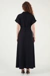 Lela Gömlek Yaka Kemerli Maxi Boy Kadın Elbise 6922376 SİYAH