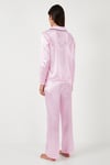 Lela Gömlek Yaka Rahat Kesim Bol Paça Saten Bayan Pijama Takımı 6110374 PEMBE