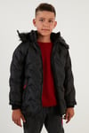Lela İçi Peluş Astarlı Çıkarılabilir Kapüşonlu Erkek Çocuk Mont 5760013 SİYAH