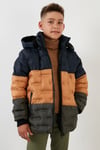 Lela İçi Peluş Astarlı Çıkarılabilir Kapüşonlu Şişme Erkek Çocuk Mont 5760015 LACİVERT-TABA-KOYU HAKİ