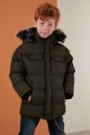 Lela İçi Peluş Astarlı Çıkarılabilir Kapüşonlu Suya Dayanıklı Şişme Erkek Çocuk Mont 5760023 KOYU HAKİ