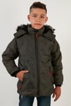 Lela İçi Peluş Astarlı Çıkarılabilir Kapüşonlu Erkek Çocuk Mont 5760013 KOYU HAKİ