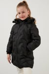 Lela İçi Peluş Astarlı Çıkarılabilir Kapüşonlu Cepli Kışlık Kız Çocuk Mont 5760004 SİYAH