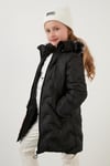Lela İçi Peluş Astarlı Çıkarılabilir Kapüşonlu Cepli Kışlık Kız Çocuk Mont 5760004 SİYAH