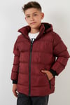 Lela İçi Peluş Astarlı Çıkarılabilir Kapüşonlu Şişme Erkek Çocuk Mont 576220K BORDO