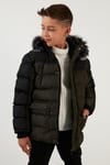 Lela İçi Peluş Astarlı Çıkarılabilir Suni Tüylü Kapüşonlu Şişme Erkek Çocuk Mont 5760054 SİYAH-HAKİ